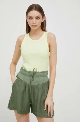 Zdjęcie produktu Deha szorty z domieszką lnu kolor zielony gładkie high waist