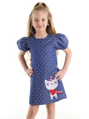 Zdjęcie produktu Denokids Sukienka "Catcorn" w kolorze niebieskim rozmiar: 110
