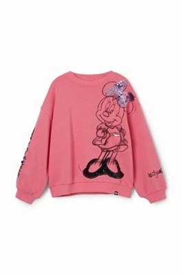 Zdjęcie produktu Desigual bluza bawełniana dziecięca kolor różowy z nadrukiem