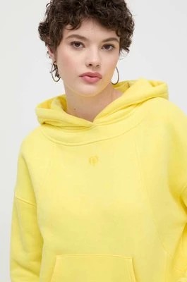Zdjęcie produktu Desigual bluza bawełniana LOGO damska kolor żółty z kapturem gładka 24SWSK43