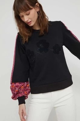 Zdjęcie produktu Desigual bluza PAT damska kolor czarny z aplikacją 24SWSK29