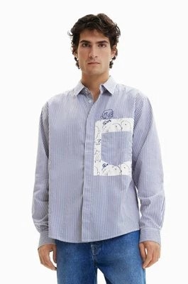 Zdjęcie produktu Desigual koszula bawełniana męska kolor niebieski regular z kołnierzykiem klasycznym