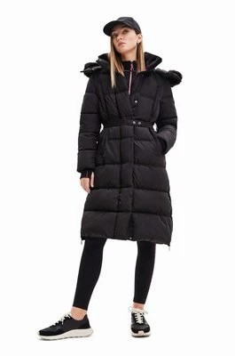 Zdjęcie produktu Desigual płaszcz 23WWEWAZ WOMAN WOVEN PADDED LONG OVERCOA damski kolor czarny zimowa
