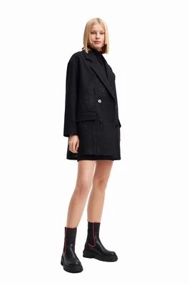 Zdjęcie produktu Desigual płaszcz damski kolor czarny przejściowy dwurzędowy