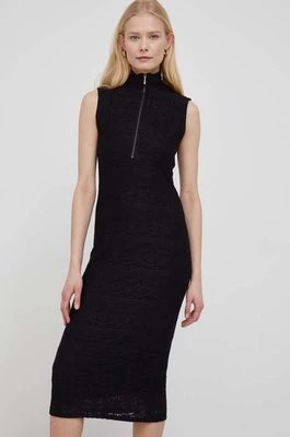 Zdjęcie produktu Desigual sukienka 22SWVK27 kolor czarny midi dopasowana
