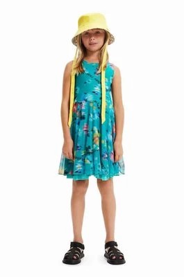 Zdjęcie produktu Desigual sukienka bawełniana dziecięca kolor turkusowy mini rozkloszowana