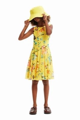 Zdjęcie produktu Desigual sukienka bawełniana dziecięca kolor żółty mini rozkloszowana