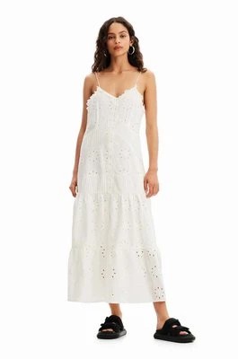 Zdjęcie produktu Desigual sukienka bawełniana kolor biały midi prosta