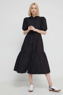 Zdjęcie produktu Desigual sukienka bawełniana CALGARY kolor czarny midi rozkloszowana 24SWVW35