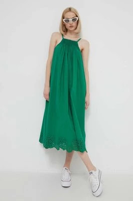 Zdjęcie produktu Desigual sukienka bawełniana PORLAND kolor zielony maxi rozkloszowana 24SWVW21