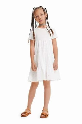 Zdjęcie produktu Desigual sukienka dziecięca kolor biały midi rozkloszowana