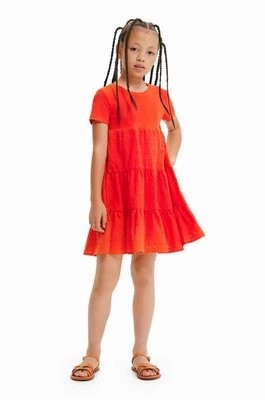 Zdjęcie produktu Desigual sukienka dziecięca kolor pomarańczowy midi rozkloszowana