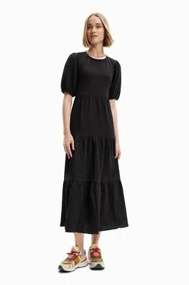 Zdjęcie produktu Desigual sukienka kolor czarny midi rozkloszowana