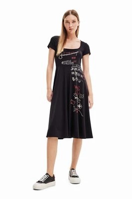 Zdjęcie produktu Desigual sukienka kolor czarny midi rozkloszowana