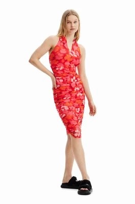 Zdjęcie produktu Desigual sukienka kolor czerwony midi dopasowana