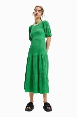 Zdjęcie produktu Desigual sukienka kolor zielony midi rozkloszowana