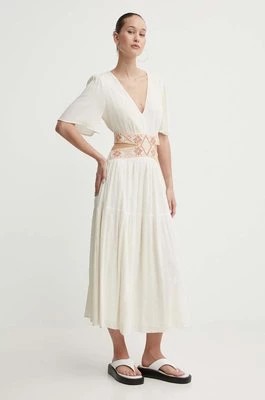 Zdjęcie produktu Desigual sukienka MINELLI kolor beżowy midi rozkloszowana 24SWVW24