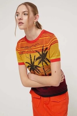 Zdjęcie produktu Desigual sweter DUBAI damski kolor pomarańczowy 24SWTK87