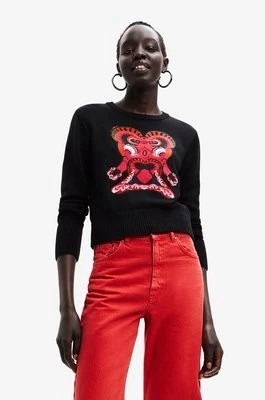Zdjęcie produktu Desigual sweter z domieszką wełny damski kolor czarny