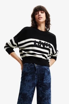 Zdjęcie produktu Desigual sweter z domieszką wełny damski kolor czarny lekki