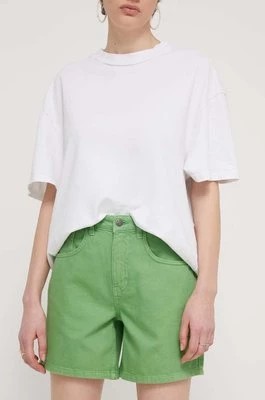 Zdjęcie produktu Desigual szorty bawełniane SURY kolor zielony gładkie high waist 24SWDD54