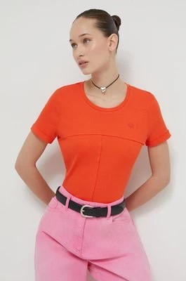 Zdjęcie produktu Desigual t-shirt BASIC CUTS damski kolor pomarańczowy 24SWTK67