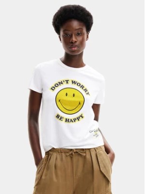 Zdjęcie produktu Desigual T-Shirt More SMILEY 24SWTKAL Biały Slim Fit
