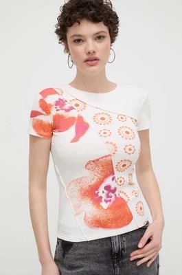 Zdjęcie produktu Desigual t-shirt ORAN damski kolor beżowy 24SWTK96