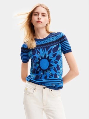 Zdjęcie produktu Desigual T-Shirt Sun Blue 24SWTK74 Niebieski Regular Fit
