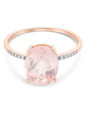 Zdjęcie produktu Revoni Złoty pierścionek z diamentami i różowym kwarcem rozmiar: 52