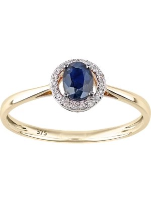 Zdjęcie produktu Revoni Złoty pierścionek z diamentami i szafirem rozmiar: 55