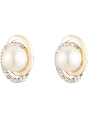 Zdjęcie produktu DIAMOND & CO Złote kolczyki-wkrętki "Kochani" z diamentami i perłami rozmiar: onesize