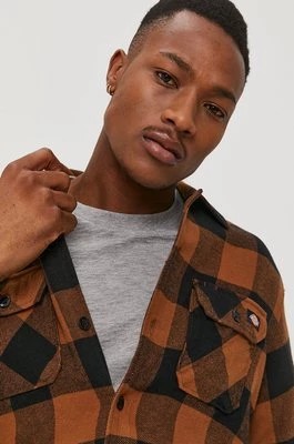 Zdjęcie produktu Dickies Koszula bawełniana męska kolor brązowy regular z kołnierzykiem klasycznym DK0A4XDZBD0-BROWNDUCK