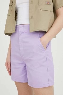Zdjęcie produktu Dickies szorty damskie kolor fioletowy gładkie high waist
