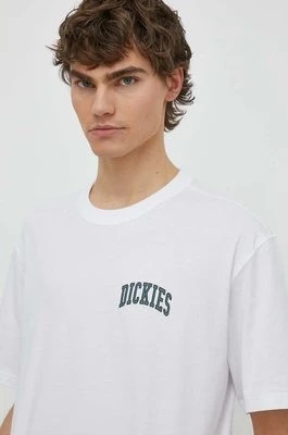 Zdjęcie produktu Dickies t-shirt bawełniany AITKIN CHEST TEE SS męski kolor biały z nadrukiem DK0A4Y8O