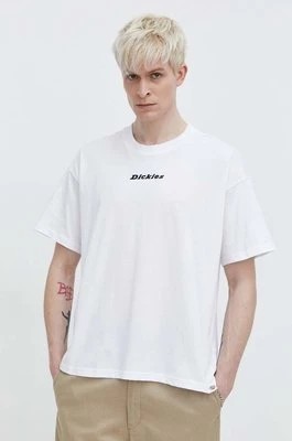 Zdjęcie produktu Dickies t-shirt bawełniany ENTERPRISE TEE SS męski kolor biały z nadrukiem DK0A4YRN