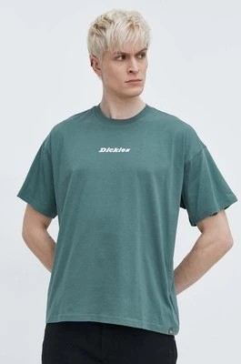 Zdjęcie produktu Dickies t-shirt bawełniany ENTERPRISE TEE SS męski kolor zielony z nadrukiem DK0A4YRN