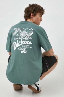 Zdjęcie produktu Dickies t-shirt bawełniany RAVEN TEE SS męski kolor zielony z nadrukiem DK0A4YYM