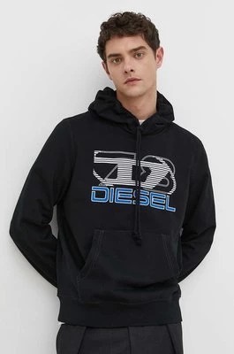 Zdjęcie produktu Diesel bluza męska kolor czarny z kapturem z nadrukiem