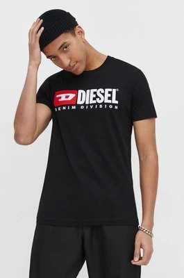 Zdjęcie produktu Diesel t-shirt bawełniany T-DIEGOR-DIV męski kolor czarny z aplikacją