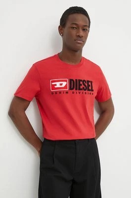 Zdjęcie produktu Diesel t-shirt bawełniany T-DIEGOR-DIV męski kolor czerwony z aplikacją