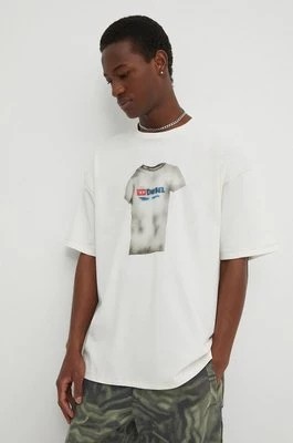 Zdjęcie produktu Diesel t-shirt bawełniany T-BOXT-N12 męski kolor beżowy z nadrukiem A12914.0AKAK