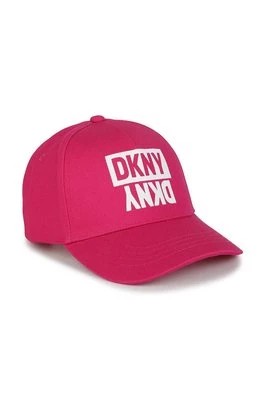 Zdjęcie produktu Dkny czapka z daszkiem bawełniana dziecięca kolor różowy z nadrukiem