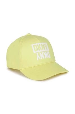 Zdjęcie produktu Dkny czapka z daszkiem bawełniana dziecięca kolor żółty z nadrukiem