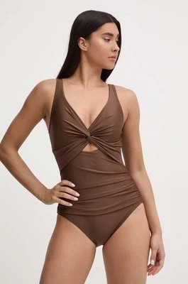 Zdjęcie produktu Dkny jednoczęściowy strój kąpielowy kolor brązowy lekko usztywniona miseczka DI4MS518