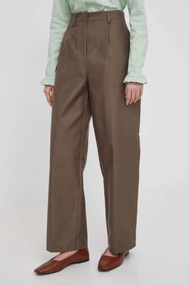 Zdjęcie produktu Dkny spodnie damskie kolor brązowy proste high waist D2A4K022