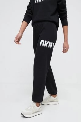 Zdjęcie produktu Dkny spodnie dresowe kolor czarny z nadrukiem DP3P3379