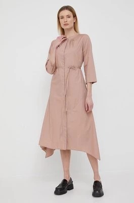 Zdjęcie produktu Dkny sukienka bawełniana P2CB0M97 kolor różowy midi rozkloszowana