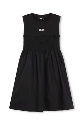 Zdjęcie produktu Dkny sukienka dziecięca kolor czarny midi rozkloszowana