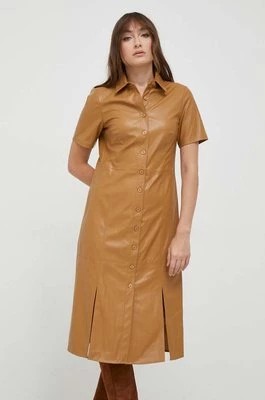 Zdjęcie produktu Dkny sukienka kolor brązowy midi prosta